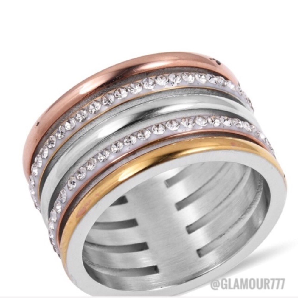 Crystal, Gold Plated Stainless Steel Ring - Picture 4 of 8